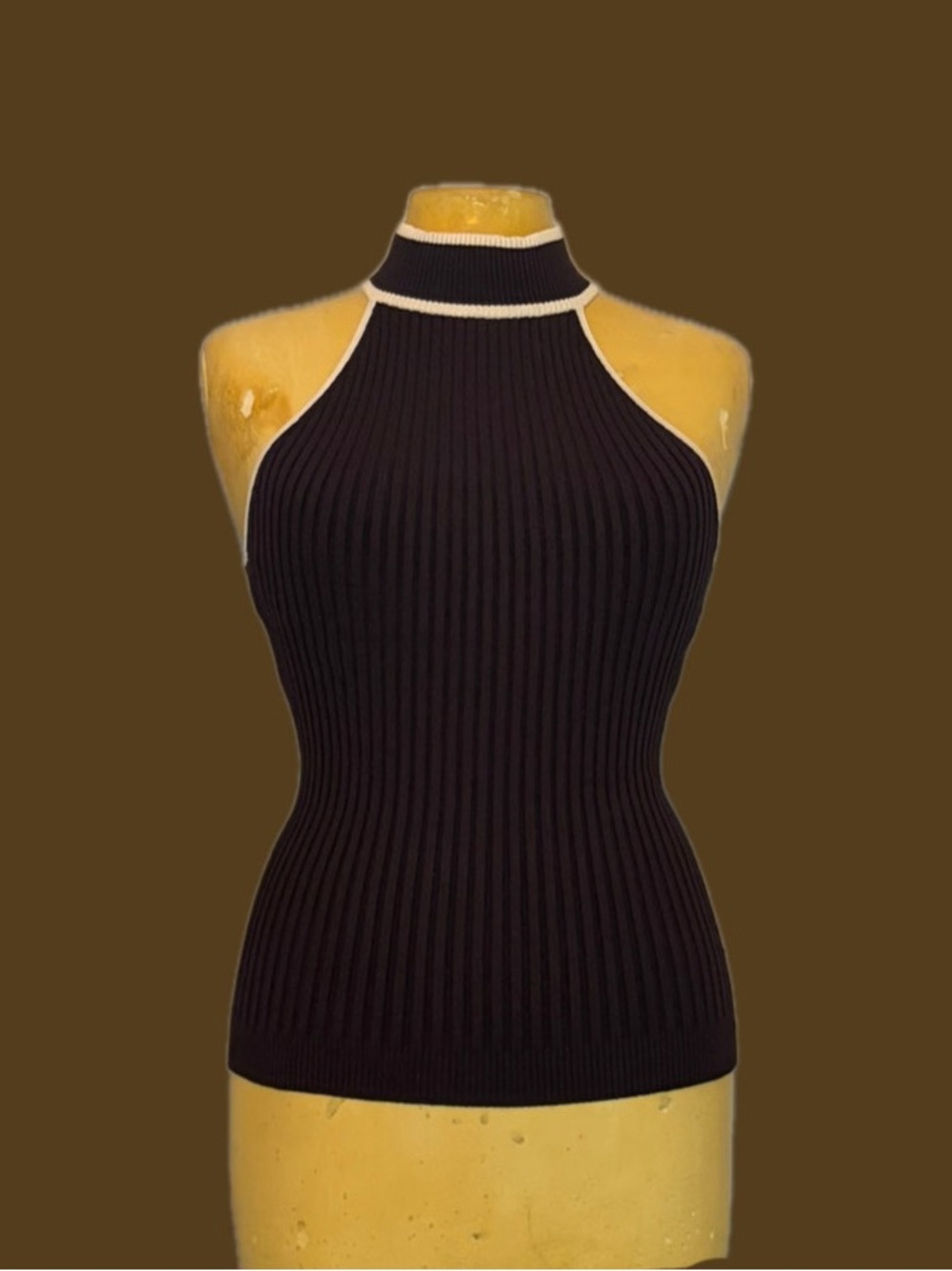 🥥Y2K Ribbed Knit Mock Neck Halter Top🥥